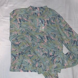 Pacsun Green and Pink Mesh Top size M